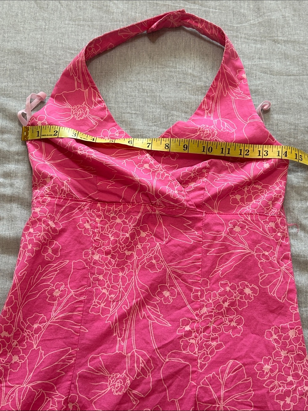 Vintage Y2K Suzy Shier Pink Floral Halter Dress Made in Canada Size 7/8 - Picture 9 of 13